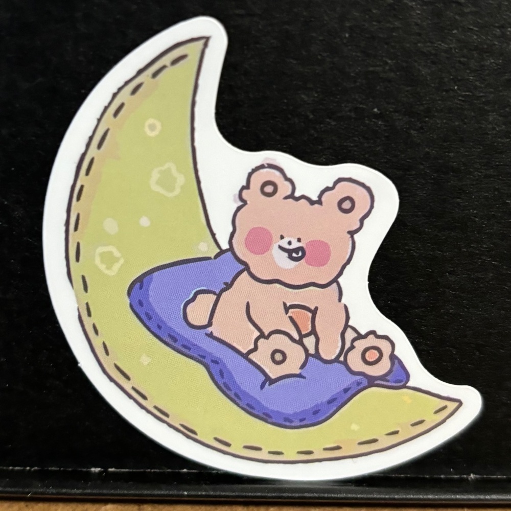 BEAR GOING TO BED ON THE MOON STICKER